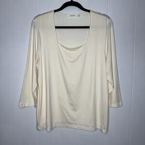Kettlewell Women’s Square Neck Top 3/4 Sleeve Ivory Size XL